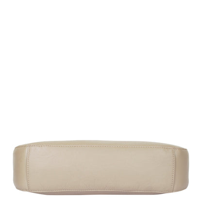 Taupe Genuine Leather Half-Moon Shoulder Bag – Women’s Tote Purse