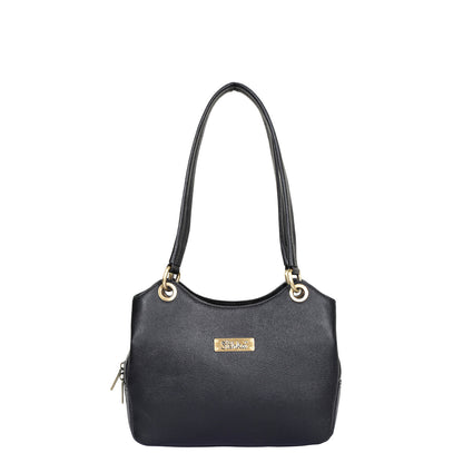 Black Genuine Leather Shoulder Handbag – Women’s Hobo Tote Purse