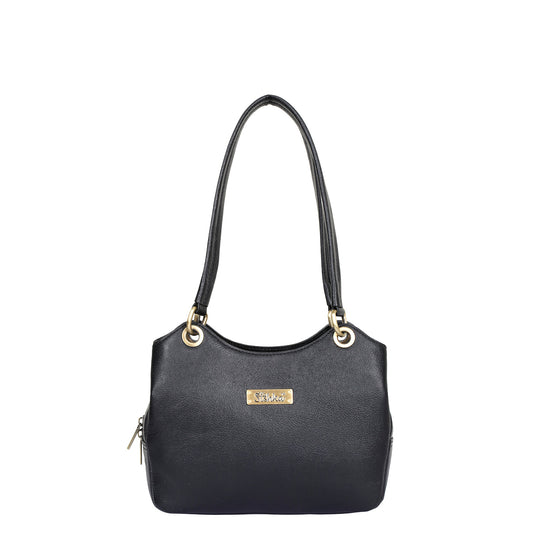 Black Genuine Leather Shoulder Handbag – Women’s Hobo Tote Purse