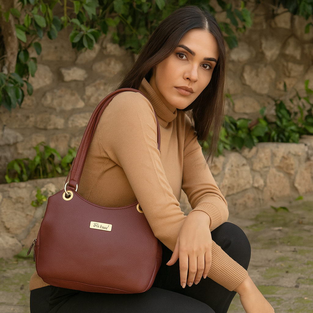 Cherry Red Genuine Leather Shoulder Bag Wholesale for Women – Designer Tote Handbag