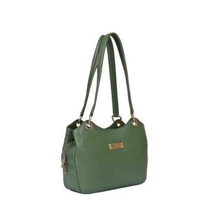 Olive Genuine Leather Satchel Bag – Women’s Designer Tote Handbag