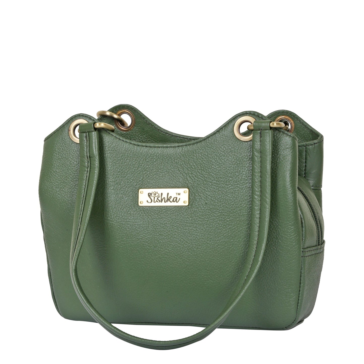 Olive Genuine Leather Satchel Bag – Women’s Designer Tote Handbag