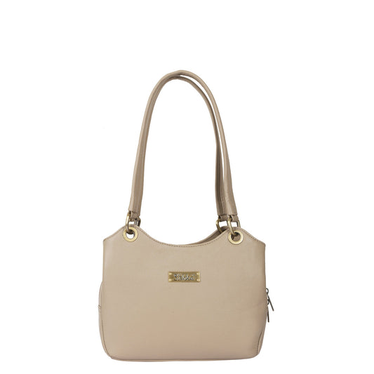 Sishka Taupe Women's Genuine Leather Satchel Bag, Trendy Crossbody Tote, Fashionable Shoulder Handbag, Stylish Top Handle Purse, Elegant Everyday Leather Bag – H 7.75" x W 9" x D 2.75".