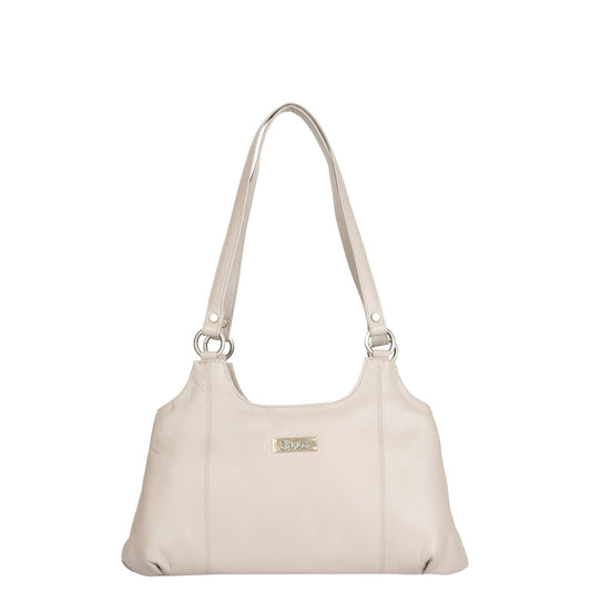 Ladies Genuine Leather Shoulder Bag – Taupe Colour Tote Purse, Handbag for Work, Travel & Daily Use