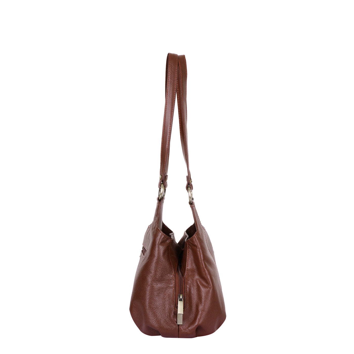 Sishka Brown Satchel Bag – Designer Round Handle Shoulder Handbag, Stylish Leather Tote Purse for Women and Ladies, Elegant Genuine Leather Bag (H 9" x W 13.5" x D 5").