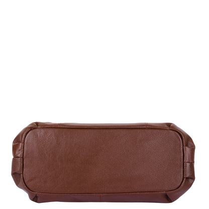 Sishka Brown Satchel Bag – Designer Round Handle Shoulder Handbag, Stylish Leather Tote Purse for Women and Ladies, Elegant Genuine Leather Bag (H 9" x W 13.5" x D 5").