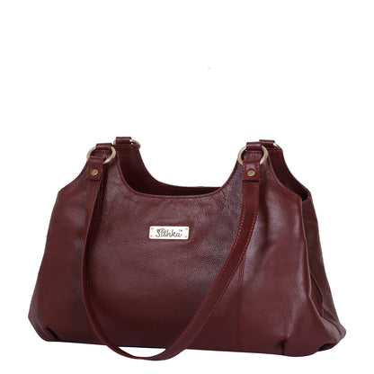 Wholesale Cherry Red Genuine Leather Satchel Shoulder Bag For women | Daily Use, Travel, Trips