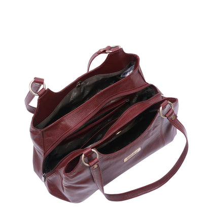 Wholesale Cherry Red Genuine Leather Satchel Shoulder Bag For women | Daily Use, Travel, Trips