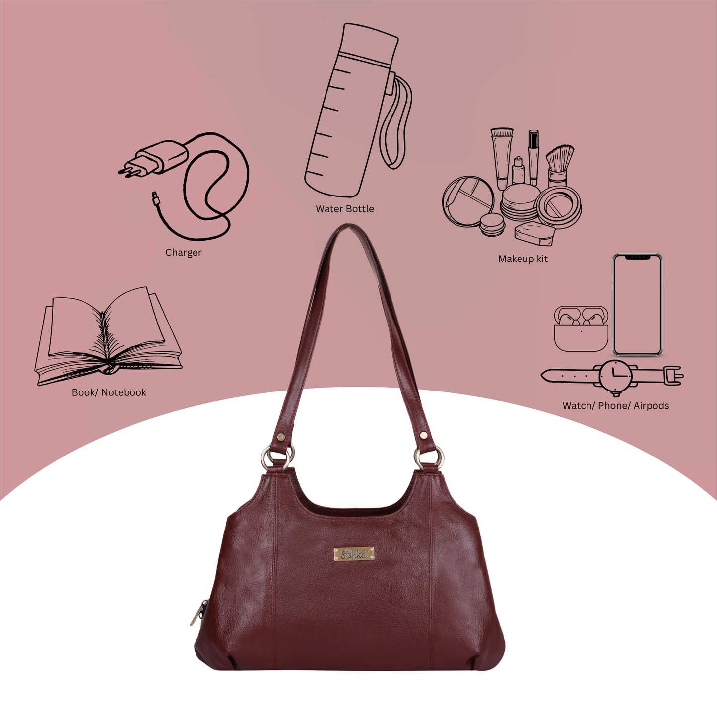 Wholesale Cherry Red Genuine Leather Satchel Shoulder Bag For women | Daily Use, Travel, Trips
