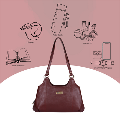Wholesale Cherry Red Genuine Leather Satchel Shoulder Bag For women | Daily Use, Travel, Trips