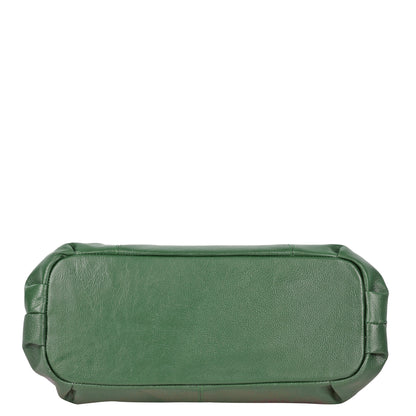 Olive Genuine Leather Satchel Bag – Women’s Shoulder Tote Handbag