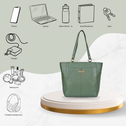 Olive Genuine Leather Tote Shoulder Bag Wholesale for Women | Daily Use
