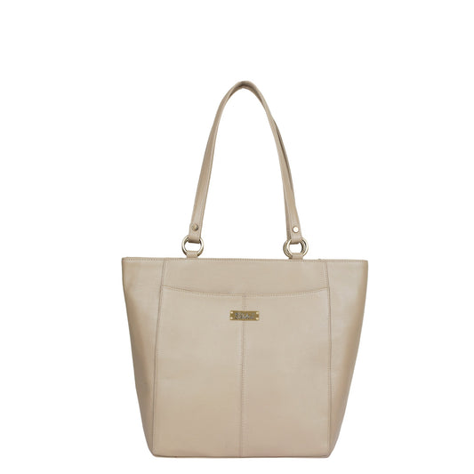 Sishka Taupe Tote Bag for Women – Stylish Genuine Leather Shoulder Handbag, Classic Top Handle Satchel, Spacious Ladies Purse Ideal for Work, Travel, Parties & Everyday Use