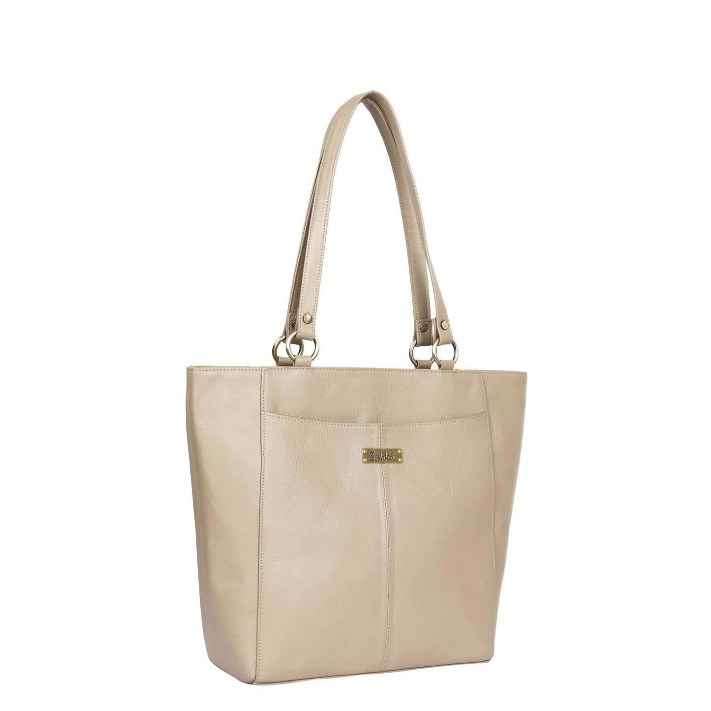 Taupe Genuine Leather Tote Shoulder Bag Wholesale for Women