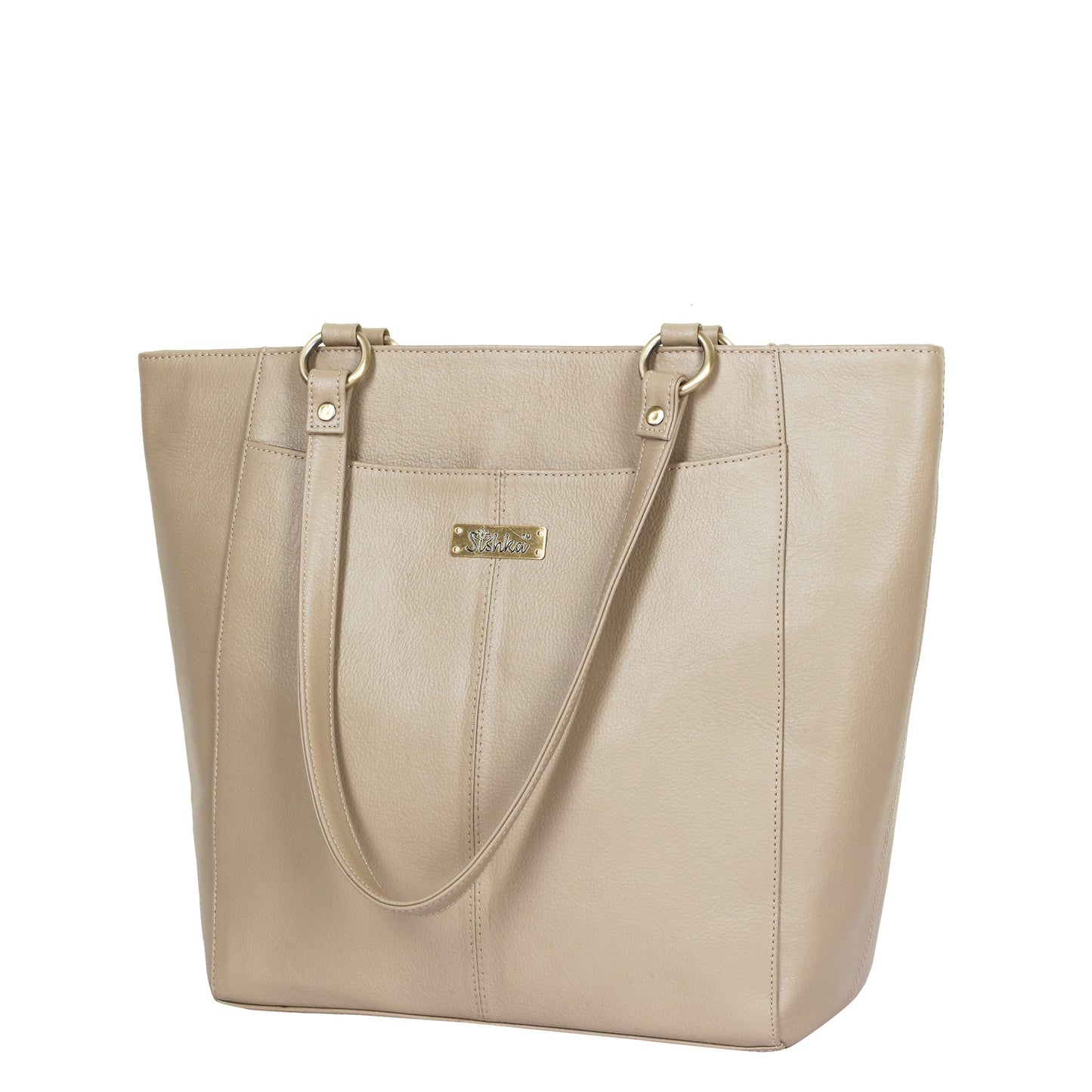 Taupe Genuine Leather Tote Shoulder Bag Wholesale for Women