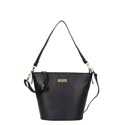 Black Genuine Leather Bucket Hobo Crossbody Bag Wholesale for Women – Office, Event & Travel