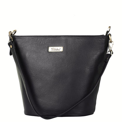 Black Genuine Leather Bucket Hobo Crossbody Bag Wholesale for Women – Office, Event & Travel