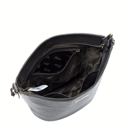 Black Genuine Leather Bucket Hobo Crossbody Bag Wholesale for Women – Office, Event & Travel