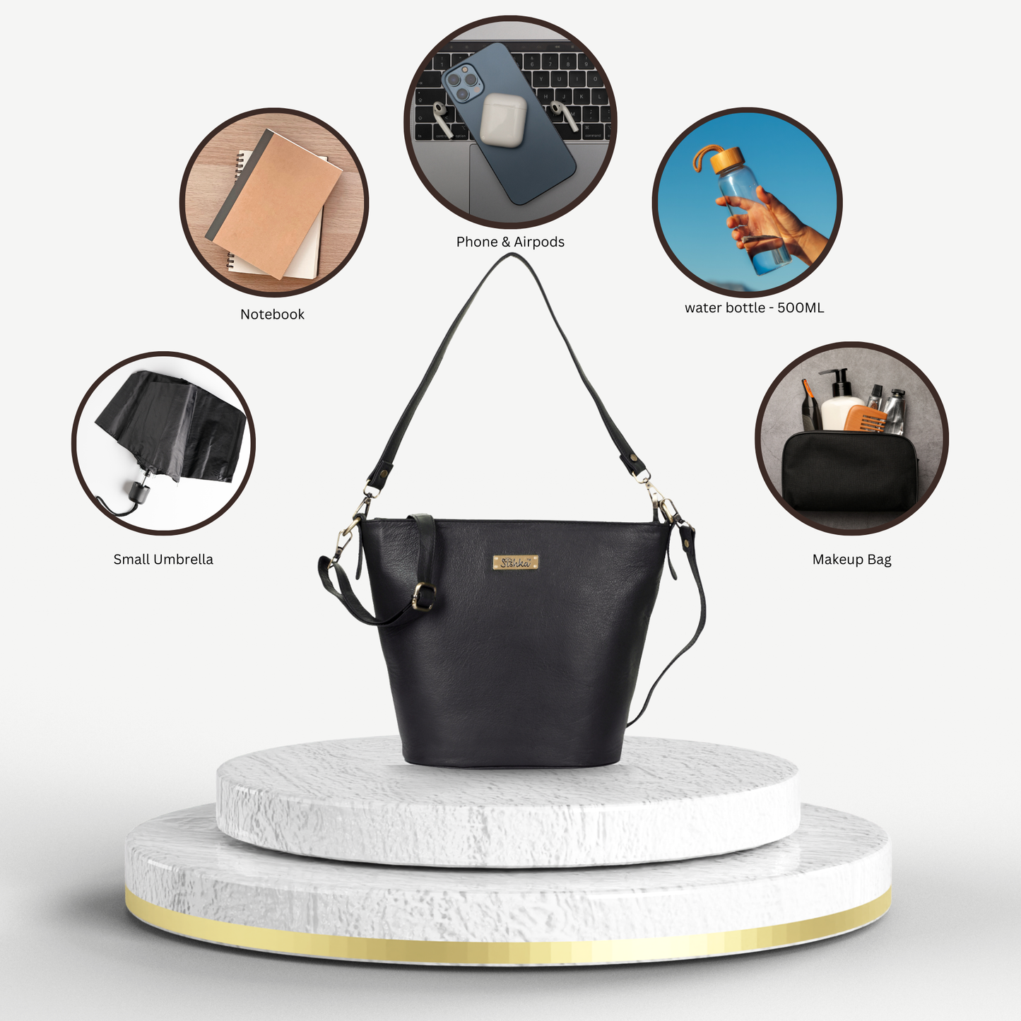 Black Genuine Leather Bucket Hobo Crossbody Bag Wholesale for Women – Office, Event & Travel