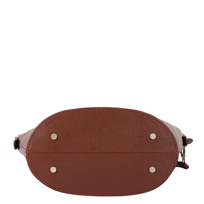 Brown Genuine Leather Bucket Hobo Bag – Women’s Shoulder Tote Purse