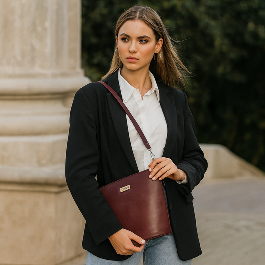 Cherry Red Genuine Leather Bucket Hobo Bag – Women’s Shoulder Tote Purse