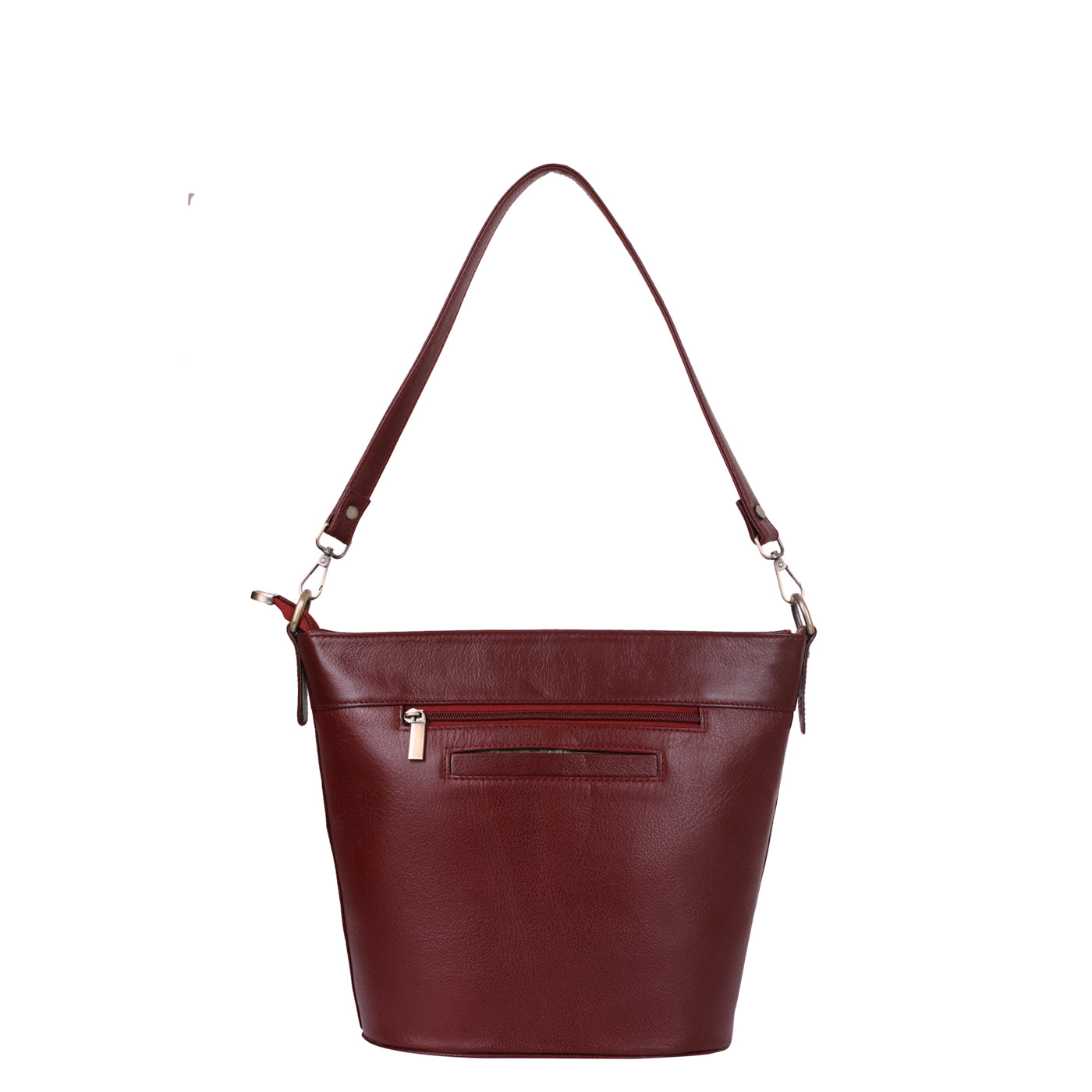 Cherry Red Genuine Leather Bucket Hobo Bag – Women’s Shoulder Tote Purse