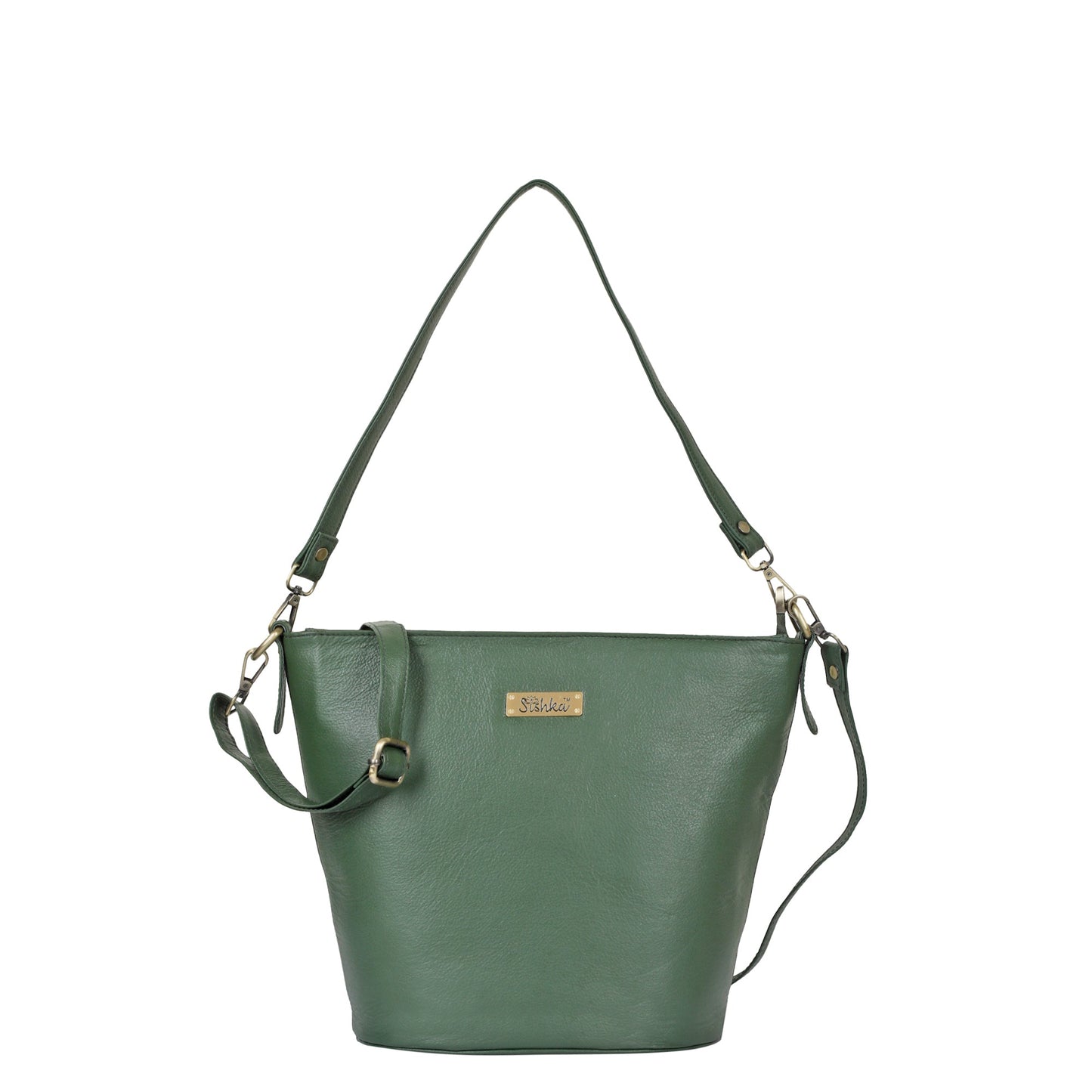 Olive Genuine Leather Bucket Hobo Bag for Women – Trendy Tote Shoulder Purse