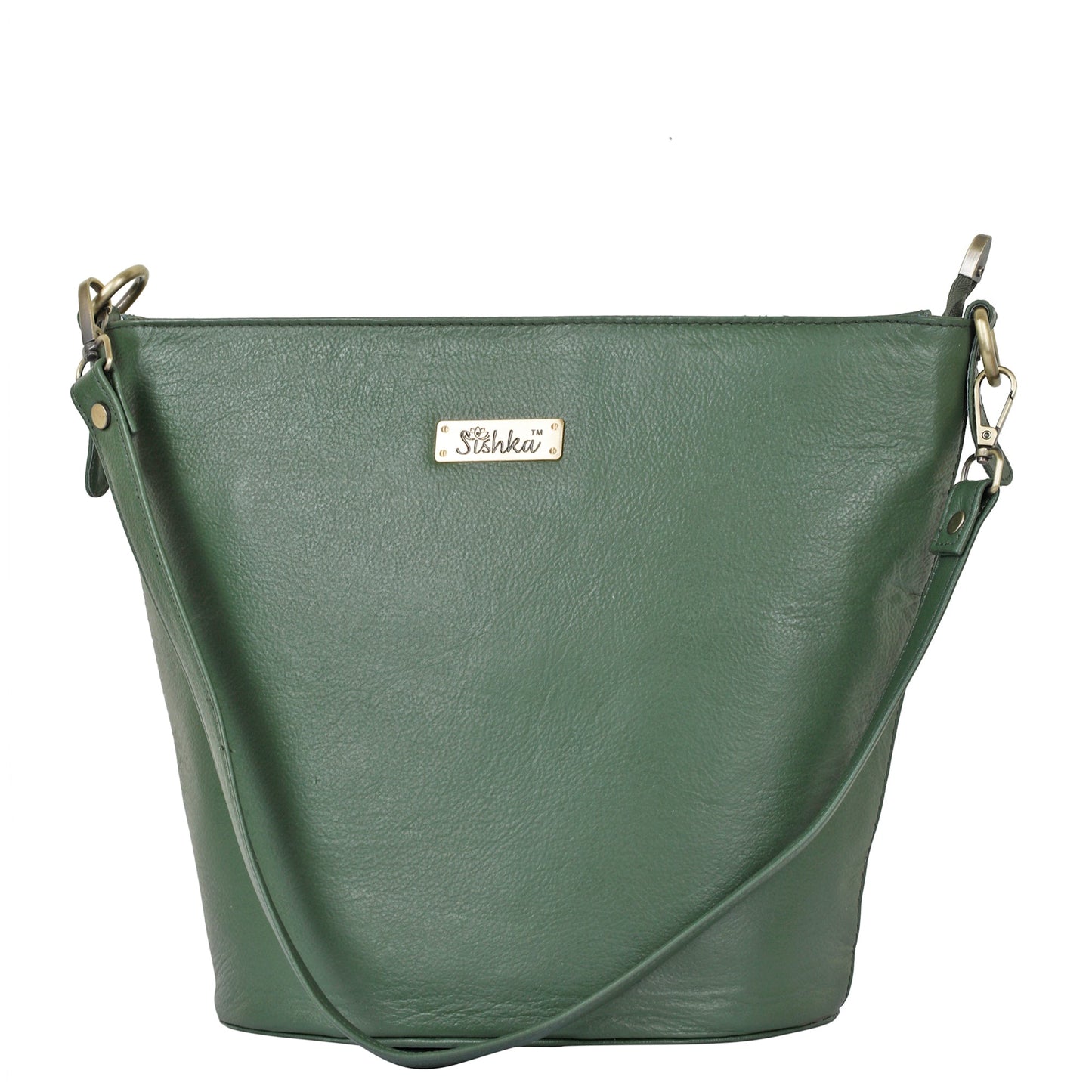 Olive Genuine Leather Bucket Hobo Bag for Women – Trendy Tote Shoulder Purse