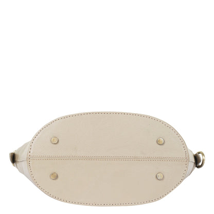 Taupe Genuine Leather Bucket Hobo Bag for Women – Elegant Shoulder Tote Purse