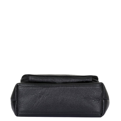 Black Genuine Leather Shoulder Handbag – Women’s Tote with Front Pocket