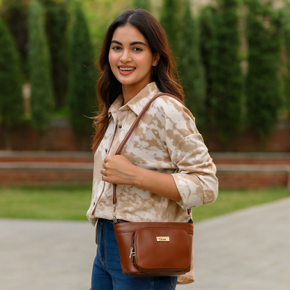 Brown Genuine Leather Shoulder handbag Wholesale for Women – Tote with Front Pocket