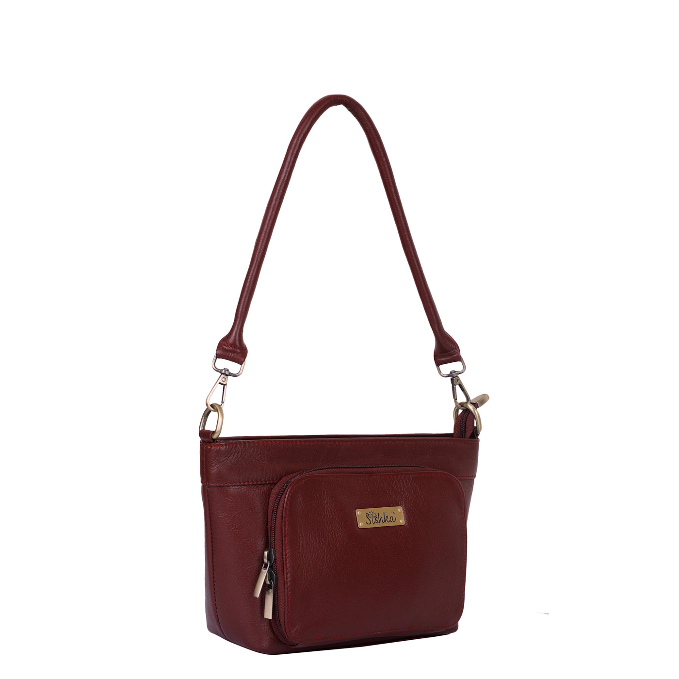 Cherry Red Genuine Leather Shoulder handbag Wholesale for Women - Tote with Front Pocket