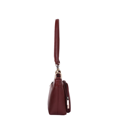 Cherry Red Genuine Leather Shoulder handbag Wholesale for Women - Tote with Front Pocket