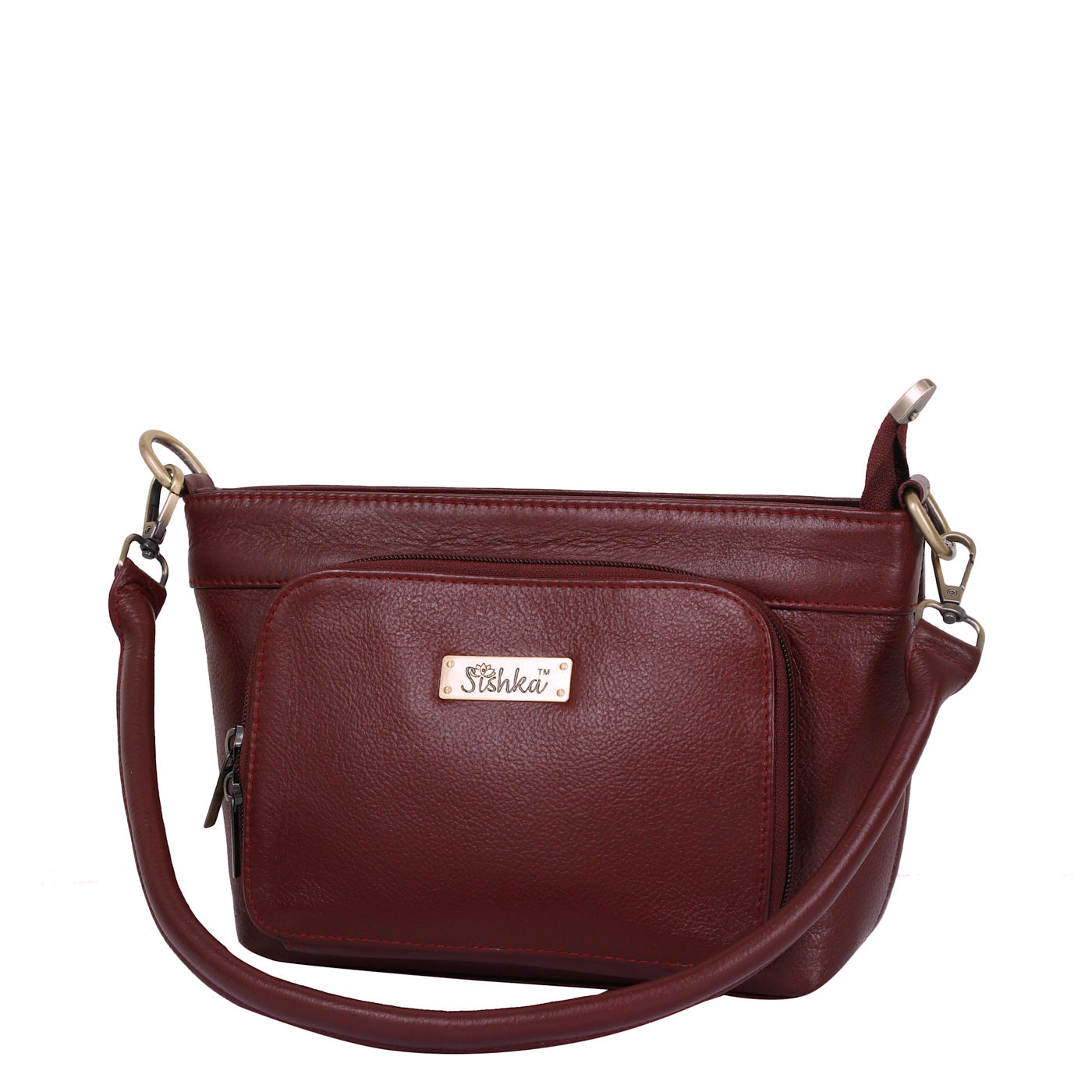 Cherry Red Genuine Leather Shoulder handbag Wholesale for Women - Tote with Front Pocket