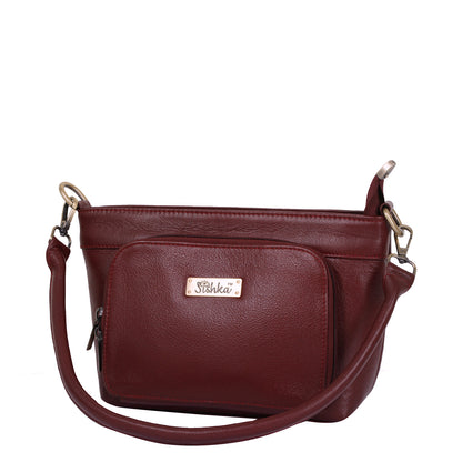 Cherry Red Genuine Leather Shoulder handbag Wholesale for Women - Tote with Front Pocket