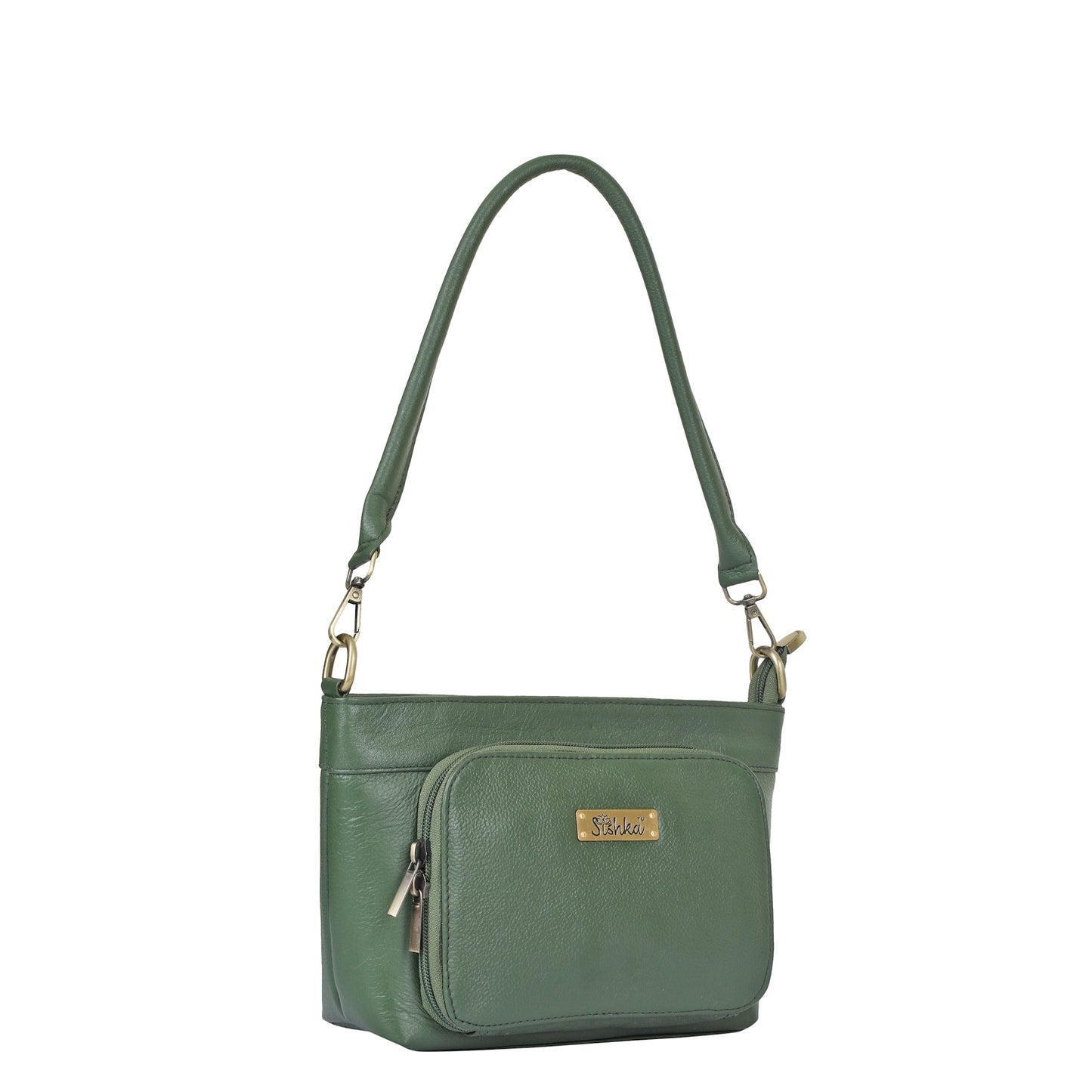Olive Genuine Leather Shoulder handbag Wholesale for Women – Tote with Front Pocket