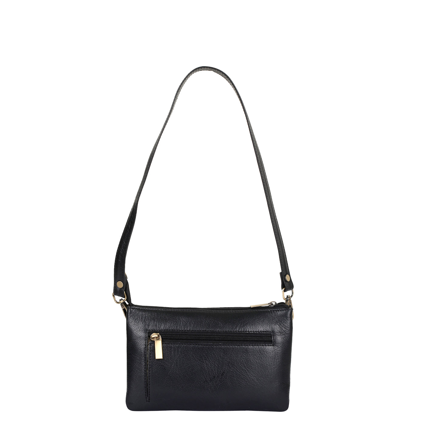 Black Genuine Leather Crossbody Organizer Bag for Women – Sleek Crossover Purse