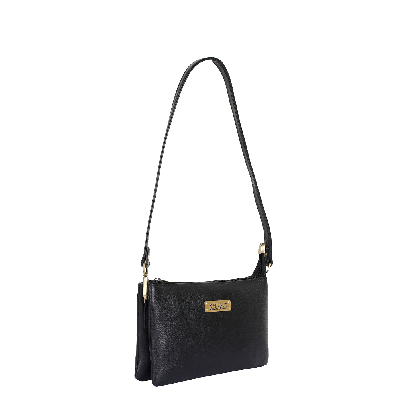 Black Genuine Leather Crossbody Organizer Bag for Women – Sleek Crossover Purse