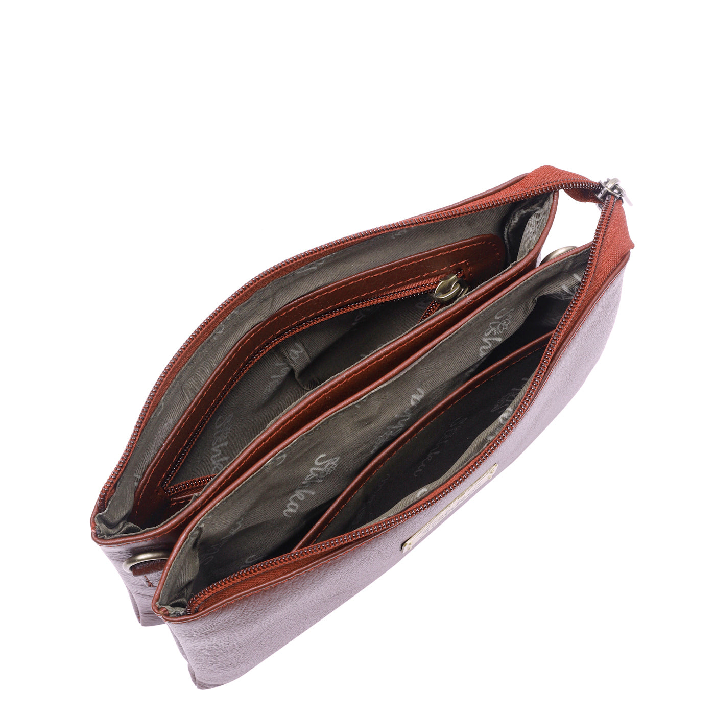 Brown Genuine Leather Crossbody Bag for Women – Elegant Crossover Shoulder Purse