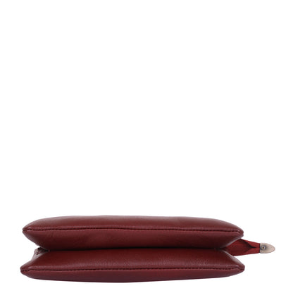 Cherry Red Genuine Leather Crossbody Organizer Bag for Women – Sleek Crossover Shoulder Purse