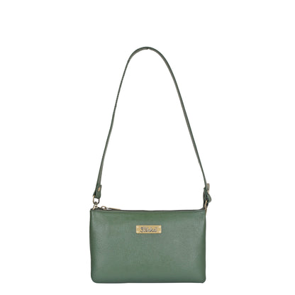 Olive Genuine Leather Crossover Shoulder Bag for Women – Crossbody Organizer Purse