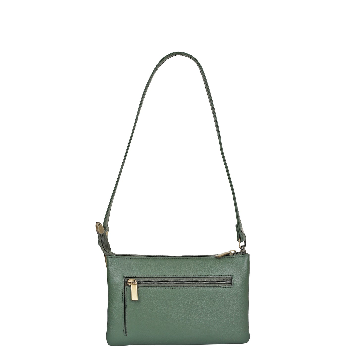 Olive Genuine Leather Crossover Shoulder Bag for Women – Crossbody Organizer Purse