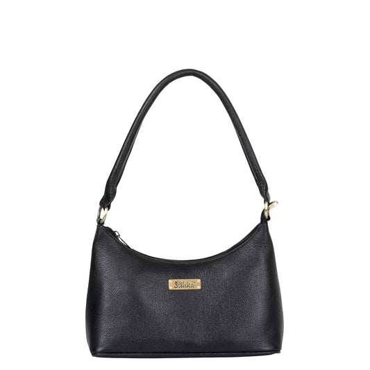 Sishka Black Genuine Leather Hobo Bag – Stylish Tote Shoulder Handbag, Soft Leather Satchel, Versatile Crossbody Purse for Women