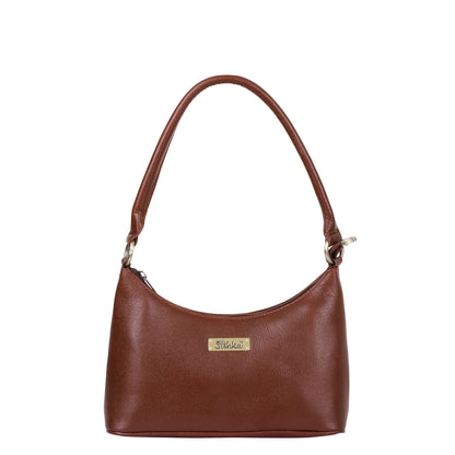 Brown Genuine Leather Shoulder Handbag – Women’s Hobo Tote Purse