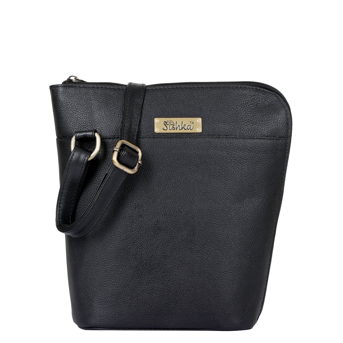 Black Genuine Leather Shoulder Bag for Women – Sleek Crossbody Organizer Purse