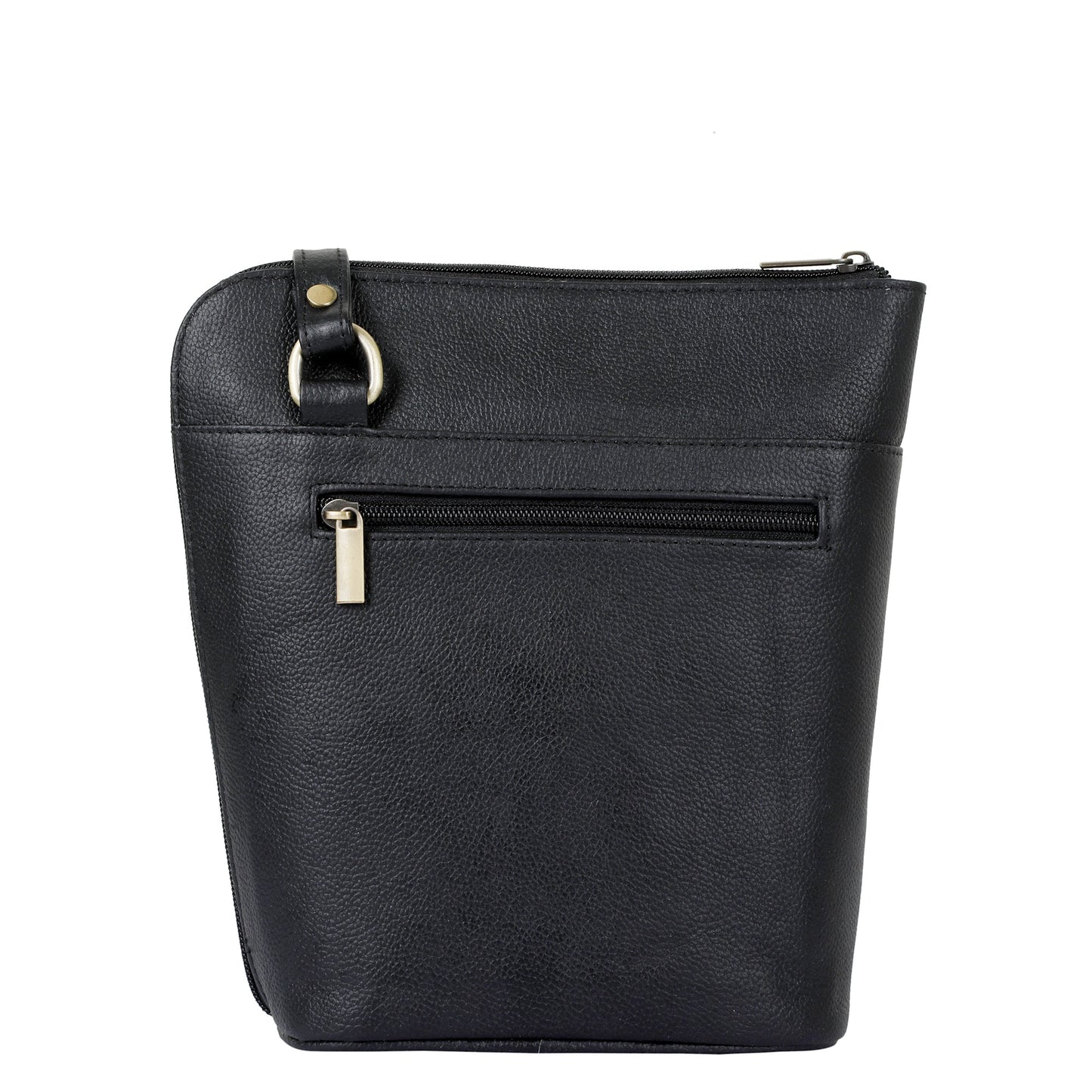 Black Genuine Leather Shoulder Bag for Women – Sleek Crossbody Organizer Purse