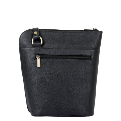 Black Genuine Leather Shoulder Bag for Women – Sleek Crossbody Organizer Purse