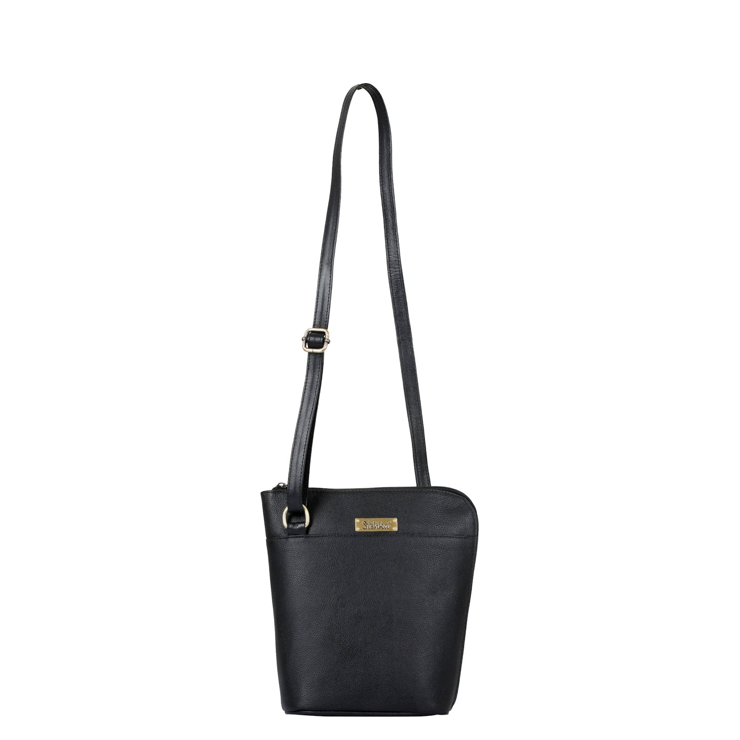 Black Genuine Leather Shoulder Bag for Women – Sleek Crossbody Organizer Purse