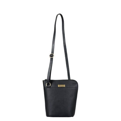 Black Genuine Leather Shoulder Bag for Women – Sleek Crossbody Organizer Purse