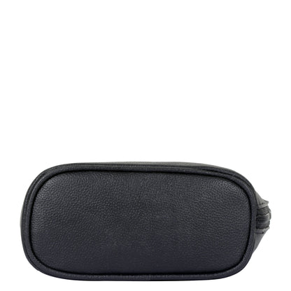 Black Genuine Leather Shoulder Bag for Women – Sleek Crossbody Organizer Purse